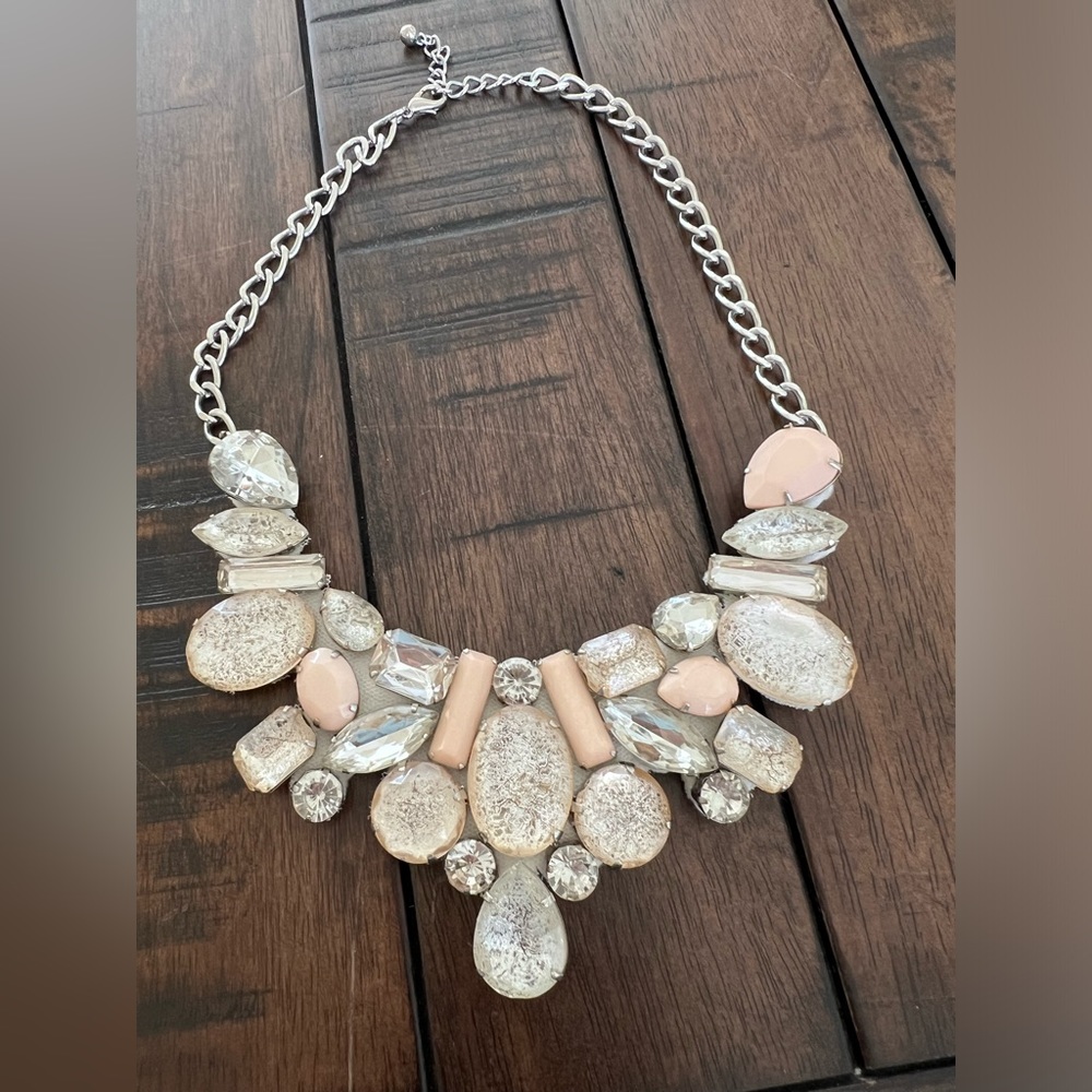 Necklace bib choker by Cara NY for Nordstrom.  Pink and silver tones.